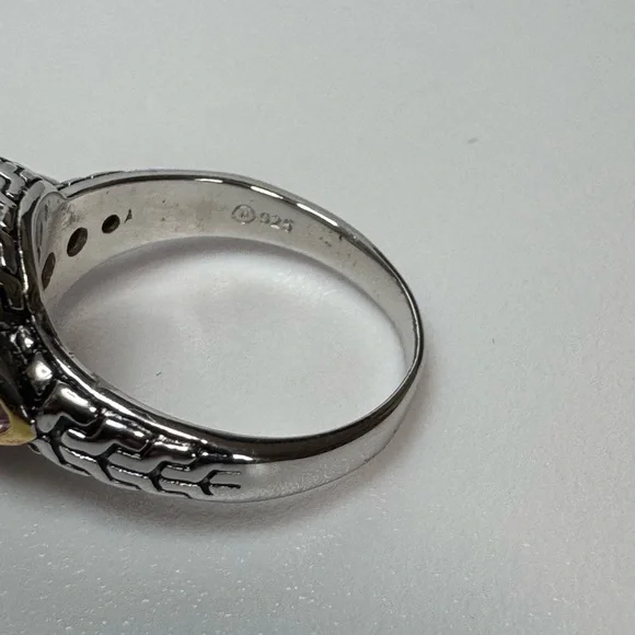 925 Cushion Checkerboard Cut Pink Morganite Ring - Picture 5 of 7